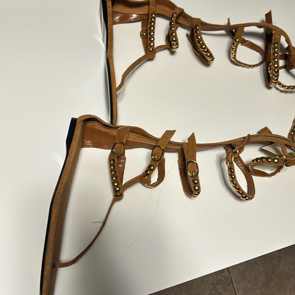 Zara Gladiator Sandals Brown Suede Like Zip Up Back Size 37 - Picture 2 of 7